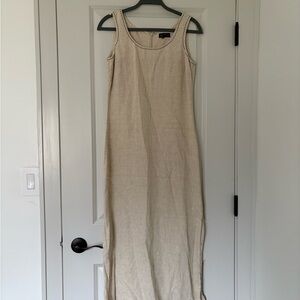Vintage Ann Taylor Sleeveless Linen Maxi Dress in Beige